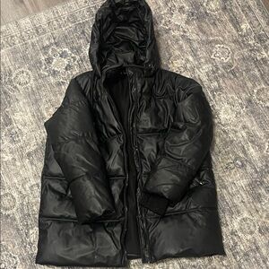 Zara Black Puffer Coat with Hood